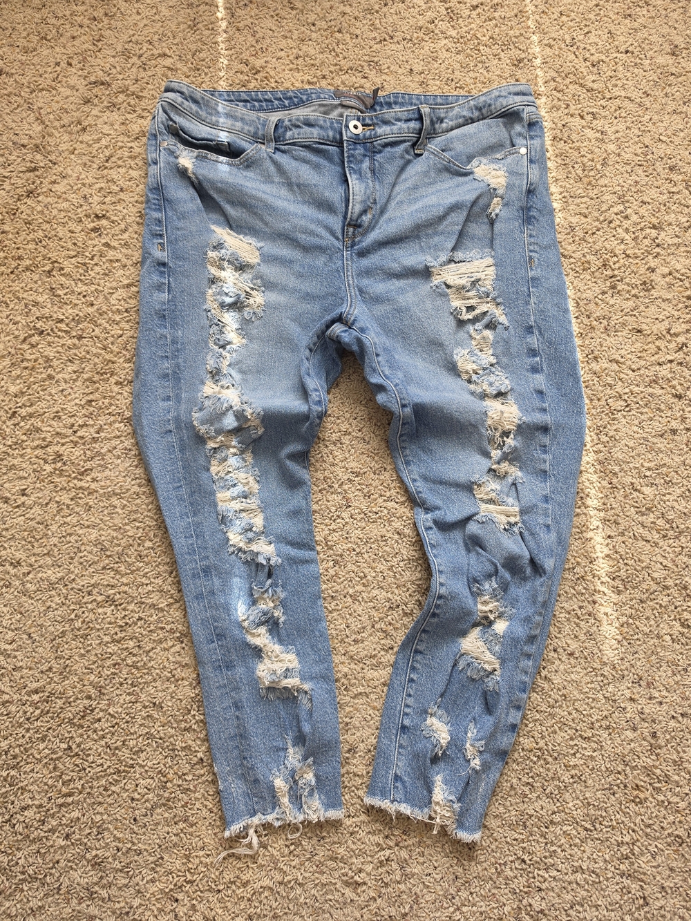 torrid Light Blue Distressed Straight-Leg Jeans